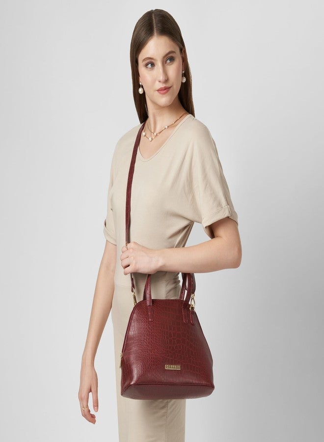 كابريس حقيبة كابريزي باسل الصغيرة للنساء بحزام قابل للتعديل والفصل | حقيبة متعددة الاستخدامات للكتف، أو كروس بودي، أو كحقيبة يد، مناسبة للعمل والاستخدام اليومي، واسعة مع جيوب متعددة (لون أحمر كرزي) - Image 2